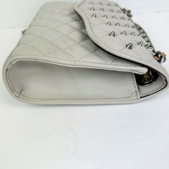 Rebecca Minkoff Quilted Affair Studded Mini Crossbody or Shoulder Flap Bag Grey - Picture 4 of 15